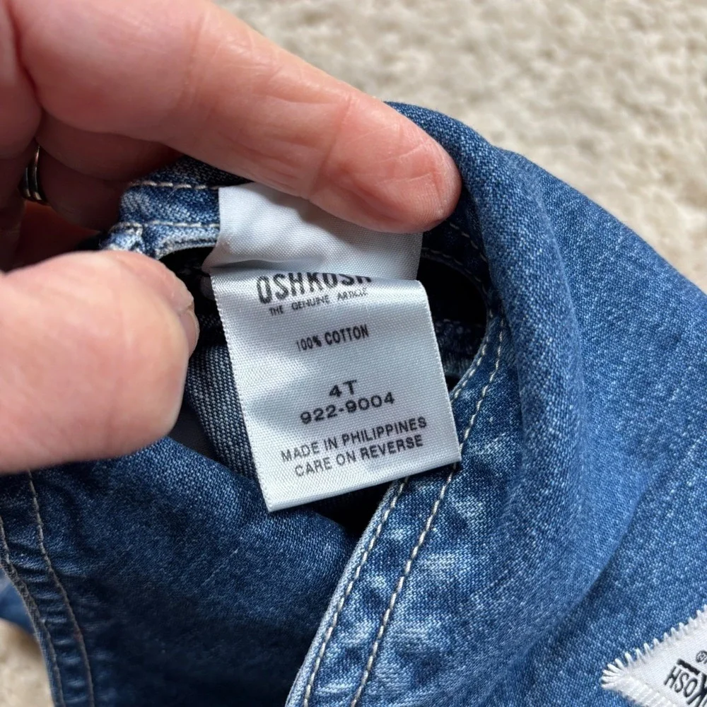OshKosh‎ B'gosh Kids Denim Overalls Dress Classic Blue Jean Size 4